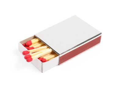 Kutudaki kibritler beyaza izole edilmiş. Tasarım için model