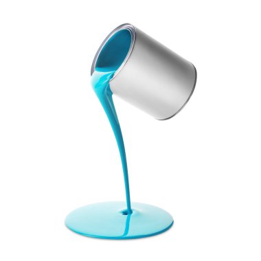 Açık mavi boya beyaz arkaplandan dökülüyor