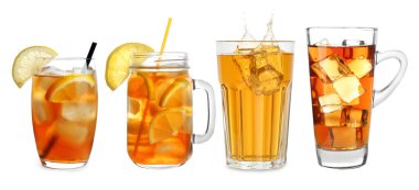 Beyaz bardakta buzlu çay.