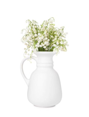 Bir buket güzel zambak vadi çiçekleri bembeyaz