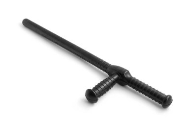 Beyaz arka planda bir siyah polis copu