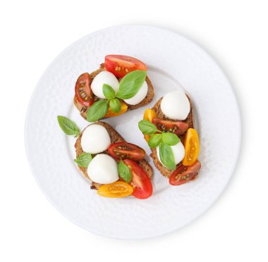 Mozarella peynirli, domatesli ve fesleğenli lezzetli sandviçler.