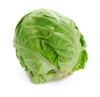 Taze yeşil lahana beyaza izole edilmiş.