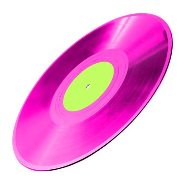 Beyaz arkaplanda bir renkli vinil plak