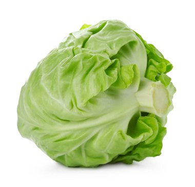 Taze yeşil lahana beyaza izole edilmiş.