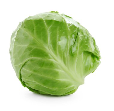 Taze yeşil lahana beyaza izole edilmiş.