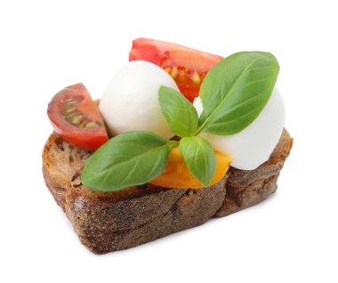 Beyaz peynirli, domatesli ve fesleğenli lezzetli sandviç.