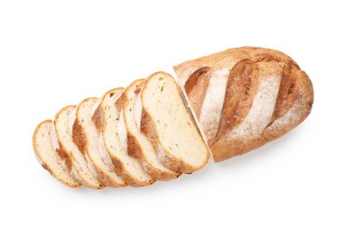 Ekmek dilimleri beyaza izole edilmiş, üst manzara