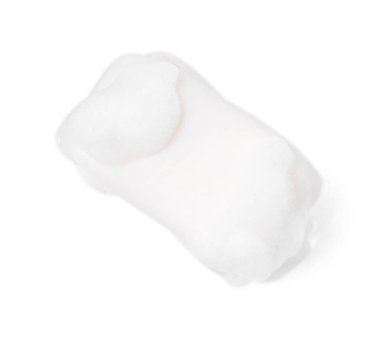 Köpüklü sabun çubuğu beyaz üzerine izole edilmiş.