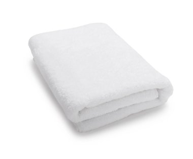 Bir kıvrılmış havlu beyaza izole edilmiş.