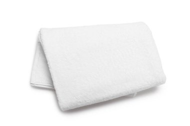 Bir kıvrımlı havlu beyaz, üst görünümde izole.