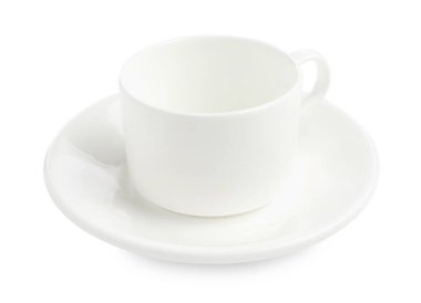 Boş kahve fincanı ve beyaz tabağı.