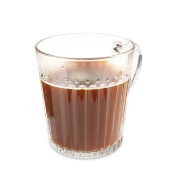 Beyaz bardakta nefis hazır kahve.