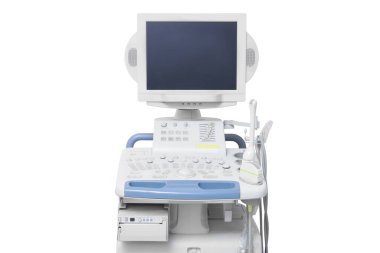 Ultrason makinesi beyazda izole edildi. Tıbbi ekipman