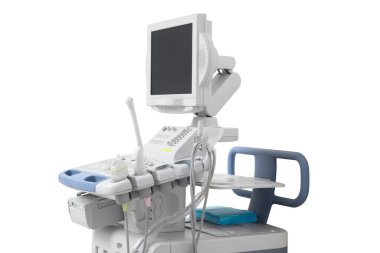Ultrason makinesi beyazda izole edildi. Tıbbi ekipman