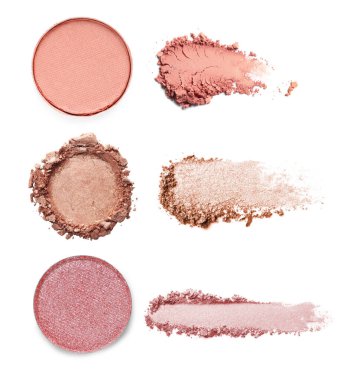 Beyaz arka planda göz farı örnekleri, set. Gölgelerin Paleti