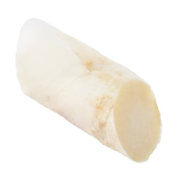 Çiğ kuşkonmaz parçası beyaza izole edilmiş.