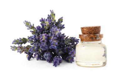 Doğal gaz ve lavanta çiçekleri beyaza izole edilmiş.