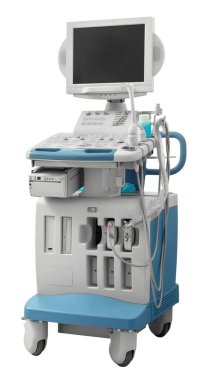 Ultrason makinesi beyazda izole edildi. Tıbbi ekipman