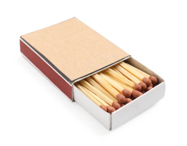 Kutudaki kibritler beyaza izole edilmiş. Tasarım için model