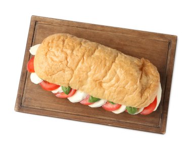 Mozarella peynirli, domatesli ve fesleğenli lezzetli sandviç.