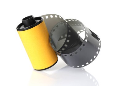 Beyaz üzerine izole edilmiş fotoğraf filmi rulosu