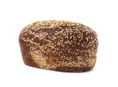 Bir somun çavdar ekmeği ve beyaz üzerine susam tohumu.