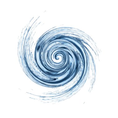 Temiz su, beyaz arka planda havada dönüyor.