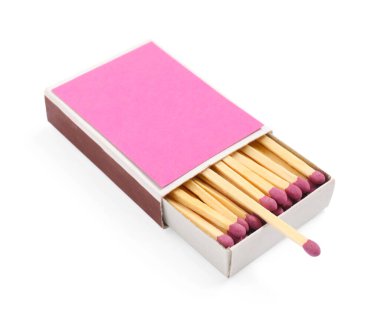 Kutudaki kibritler beyaza izole edilmiş. Tasarım için model