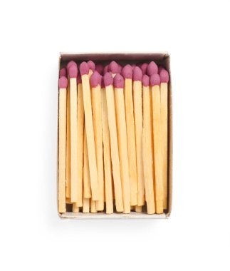 Üst görünümde izole edilmiş beyaz kutudaki eşleşmeler