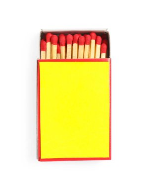 Kutudaki kibritler beyaz, üst görünümde izole edilmiş. Tasarım için model