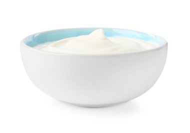 Beyaz tenceredeki lezzetli yoğurt.