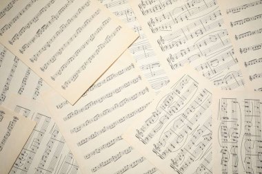 Arkaplan olarak notaları olan sayfaları, üst görünüm