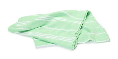 Bir çizgili plaj havlusu beyaza izole edilmiş.