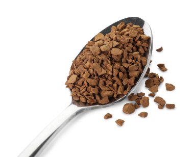 Beyaz üzerine izole edilmiş hazır kahve kaşığı.