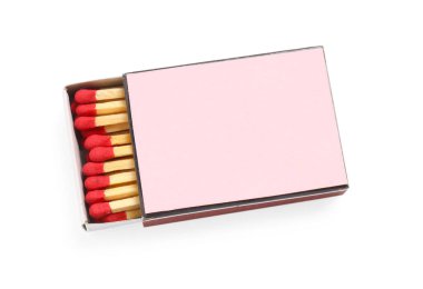 Kutudaki kibritler beyaz, üst görünümde izole edilmiş. Tasarım için model