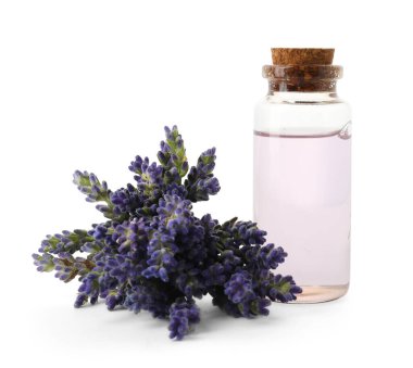 Doğal gaz ve lavanta çiçekleri beyaza izole edilmiş.