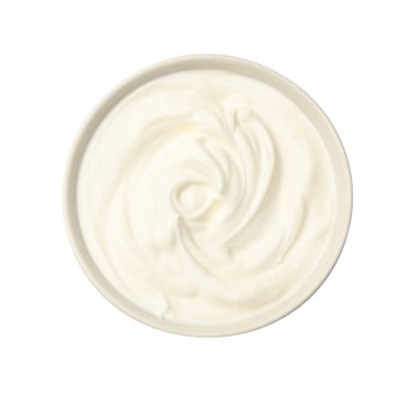 Beyaz tenceredeki leziz ekşi krema.