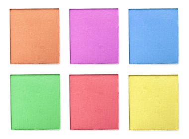 Göz farı tazeleme kalıpları beyazda izole edilmiş, üst manzara. Dekoratif kozmetik