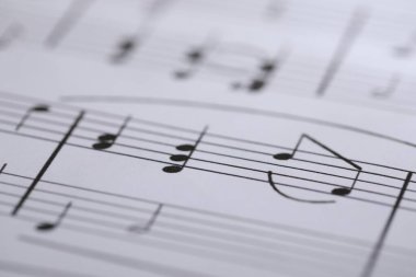 Arkaplan olarak notaları olan sayfa, kapat