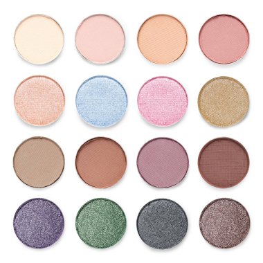 Göz farı tazeleme kalıpları beyazda izole edilmiş, üst manzara. Dekoratif kozmetik