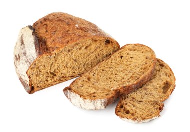 Beyaz üzerine izole edilmiş taze ekmek parçaları.