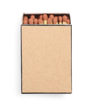 Kutudaki kibritler beyaz, üst görünümde izole edilmiş. Tasarım için model