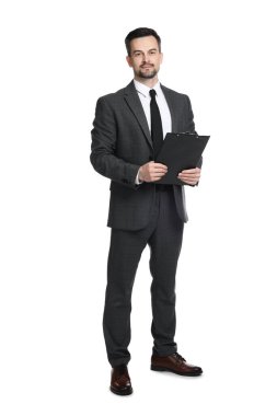 Beyaz arka planda panosu olan profesyonel psikolog.