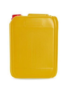 Beyaz arkaplanda sarı plastik bir kutu