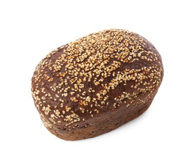 Bir somun çavdar ekmeği ve beyaz üzerine susam tohumu.