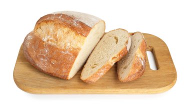 Beyaz üzerine izole edilmiş taze ekmek parçaları.