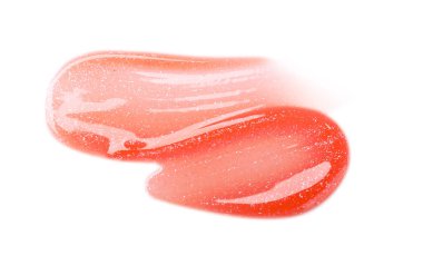 Parlak mercan dudak parlatıcısı beyaz, üst görünümde izole