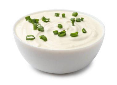 Lezzetli ekşi krema ve yeşil soğan.