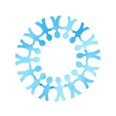 El ele tutuşan insanların kağıt figürleri beyaz, üst görünüm